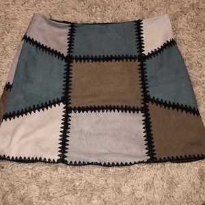 Suede Block Patterned Skirt